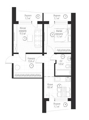 2-кімнатна 54.9 м² в ЖК Металіст від 17 550 грн/м², Харків