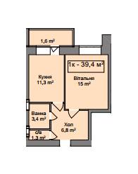 1-кімнатна 39.4 м² в ЖК Мінський від забудовника, Київ