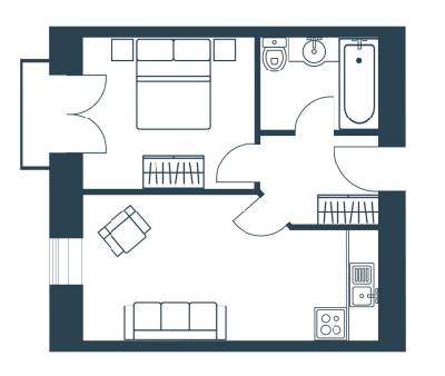 1-комнатная 42.8 м² в ЖК Аврора от 11 500 грн/м², г. Буча