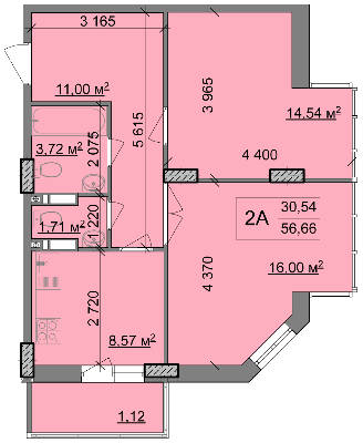 2-кімнатна 56.66 м² в ЖК Мозаїка від забудовника, Київ