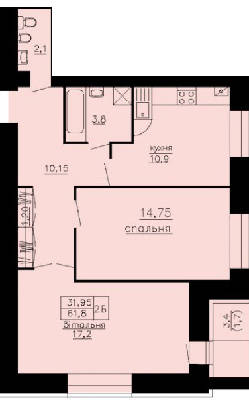 2-кімнатна 61.8 м² в ЖК Монреаль від забудовника, Тернопіль