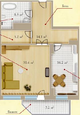 1-комнатная 78.7 м² в ЖК Монте-Плаза от застройщика, Харьков