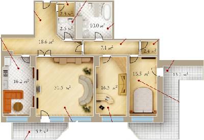 3-комнатная 127.5 м² в ЖК Монте-Плаза от застройщика, Харьков