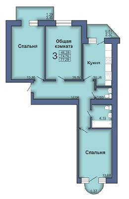 Трехкомнатные в ЖК по бул. Маршала Конєва, 1б