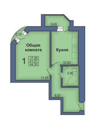1-кімнатна 44.2 м² в ЖК на Павленківській площі, 3Б від забудовника, Полтава