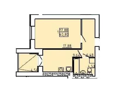 1-комнатная 40.8 м² в ЖК Рогатинский от 13 000 грн/м², Харьков