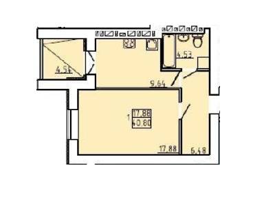 1-комнатная 40.8 м² в ЖК Рогатинский от 13 000 грн/м², Харьков