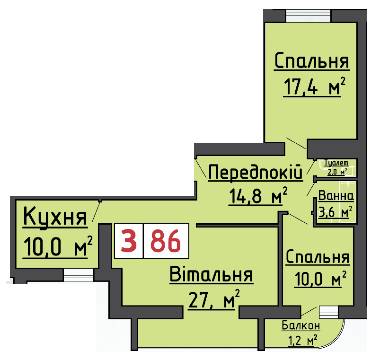3-комнатная 86 м² в ЖК на ул. 40-летия Победы, 4 от 12 000 грн/м², г. Ковель