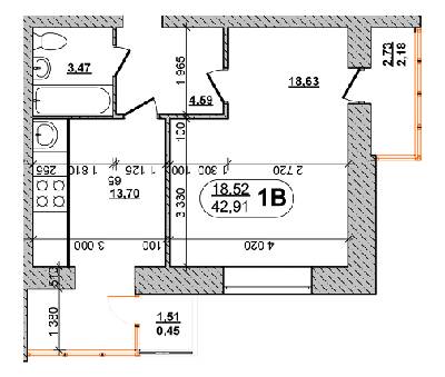 1-комнатная 42.91 м² в ЖК на ул. 600-летия от 16 500 грн/м², Винница