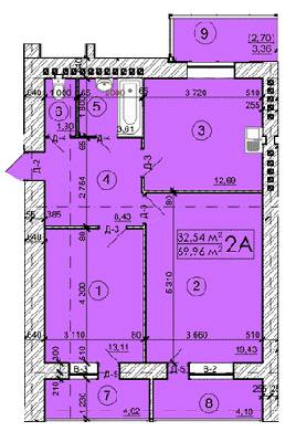 2-комнатная 69.96 м² в ЖК на ул. 600-летия, 17 от застройщика, Винница