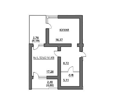 1-кімнатна 52.62 м² в ЖК на вул. Богдана Хмельницького, 27А від забудовника, Львів