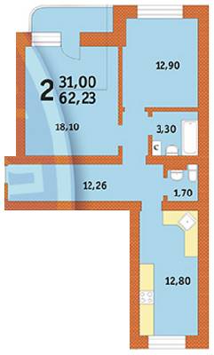 2-кімнатна 62.7 м² в ЖК на вул. Володі Дубініна, 5/15, 7/14 від забудовника, Київ
