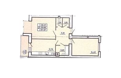 2-комнатная 61.97 м² в ЖК на ул. Водогонная, 2 от застройщика, Львов