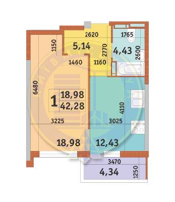 1-кімнатна 42.22 м² в ЖК Голосіївський дворик від 24 520 грн/м², Київ