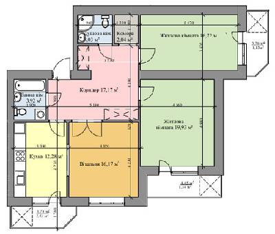 3-кімнатна 94.94 м² в ЖК на вул. Врубеля, 15 від забудовника, Львів