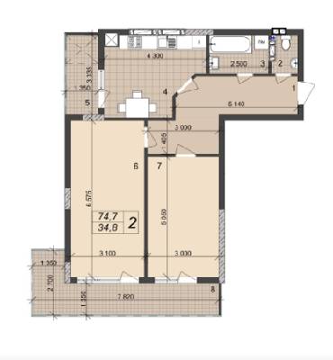 2-комнатная 74.7 м² в ЖК на ул. Врубеля, 42А от 14 500 грн/м², Львов