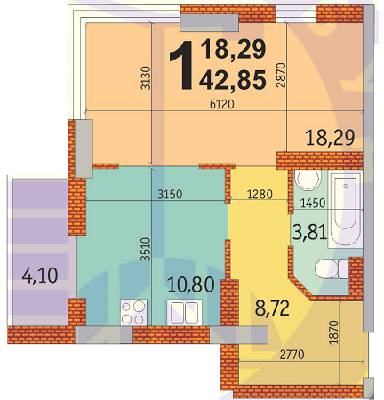 1-комнатная 42.85 м² в ЖК на ул. Гмыри, 17 от 27 340 грн/м², Киев