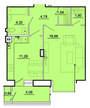 1-комнатная 47.09 м² в ЖК на вул. Залізнична, 40 от застройщика, г. Броды