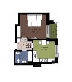 1-комнатная 44.4 м² в ЖК на ул. Замарстыновская, 79 от застройщика, Львов