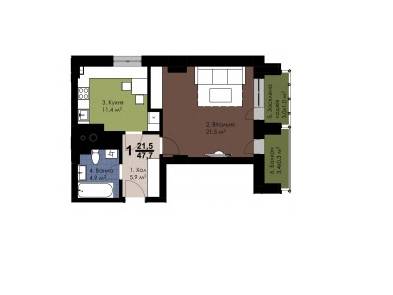 1-комнатная 47.7 м² в ЖК на ул. Замарстыновская, 79 от застройщика, Львов