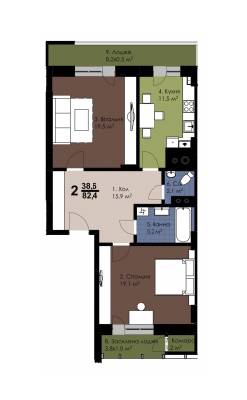 2-комнатная 82.4 м² в ЖК на ул. Замарстыновская, 79 от 19 650 грн/м², Львов