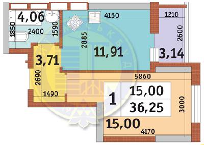 1-кімнатна 36.25 м² в ЖК Каховська від 18 317 грн/м², Київ