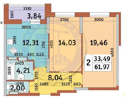2-кімнатна 61.97 м² в ЖК Каховська від 27 086 грн/м², Київ