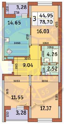 3-кімнатна 78.7 м² в ЖК Каховська від 22 700 грн/м², Київ