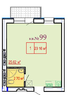 1-комнатная 29.16 м² в ЖК на ул. Косарева (Соколова), 25 от 12 900 грн/м², Харьков