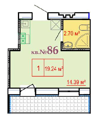 1-комнатная 19.24 м² в ЖК на ул. Косарева (Соколова), 25 от 12 900 грн/м², Харьков