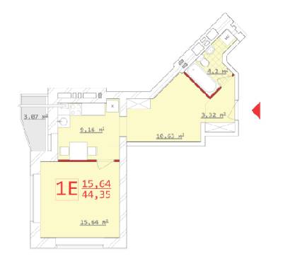 1-кімнатна 44.35 м² в ЖБК Новий дім на вул. Котлова від 17 900 грн/м², Харків