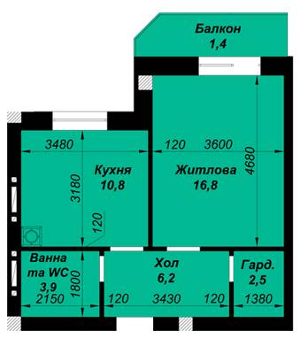 1-кімнатна 41.5 м² в ЖК на вул. Кравченко, 8 від забудовника, Львів