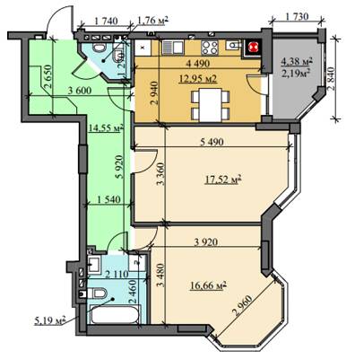 2-комнатная 70.82 м² в ЖК на ул. Лемковская, 26 от застройщика, Львов