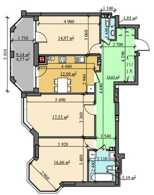3-комнатная 92.39 м² в ЖК на ул. Лемковская, 26 от 26 280 грн/м², Львов