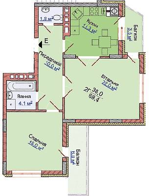 2-комнатная 68.4 м² в ЖК на ул. Медовой Пещеры, 40 от застройщика, Львов