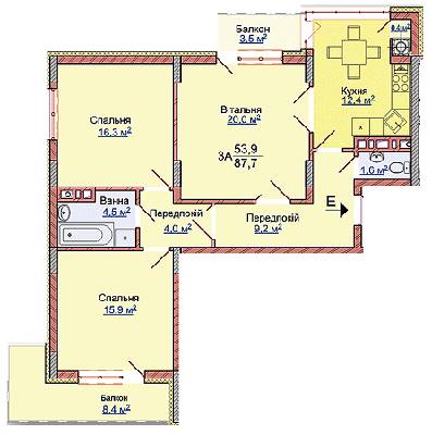 3-комнатная 87.7 м² в ЖК на ул. Медовой Пещеры, 40 от 15 770 грн/м², Львов