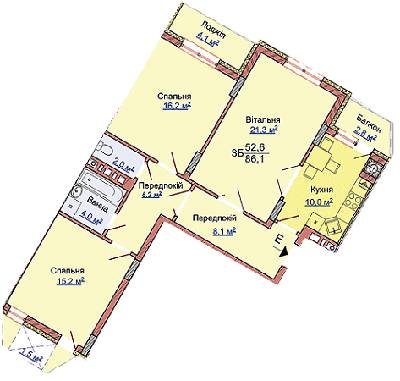 3-комнатная 86.1 м² в ЖК на ул. Медовой Пещеры, 40 от 15 770 грн/м², Львов