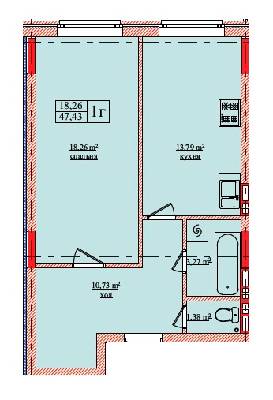 1-кімнатна 47.43 м² в ЖК на вул. Нововокзальна, 69-75 від 25 000 грн/м², Київ