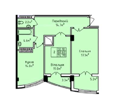 2-кімнатна 74.79 м² в ЖК на вул. Олекси Довбуша від 18 350 грн/м², м. Трускавець