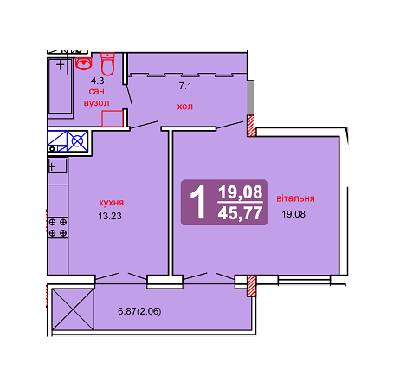 1-кімнатна 45.77 м² в ЖК на вул. Перфецького, 2 від 17 030 грн/м², Львів