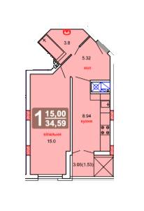 1-кімнатна 34.59 м² в ЖК на вул. Перфецького, 2 від 17 030 грн/м², Львів