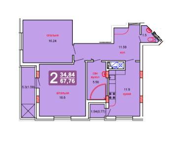 2-комнатная 67.76 м² в ЖК на ул. Перфецкого, 2 от 17 600 грн/м², Львов