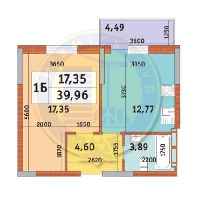 1-комнатная 39.96 м² в ЖК на ул. Просвещения, 14 от застройщика, Киев