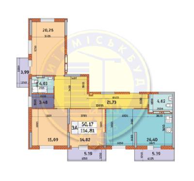 3-комнатная 114.81 м² в ЖК на ул. Просвещения, 14 от 21 945 грн/м², Киев