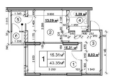 1-комнатная 43.35 м² в ЖК на ул. Соломенская, 20А от 25 500 грн/м², Киев