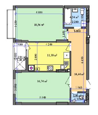 2-кімнатна 64.56 м² в ЖК на вул. Хлібна, 4 від забудовника, Львів