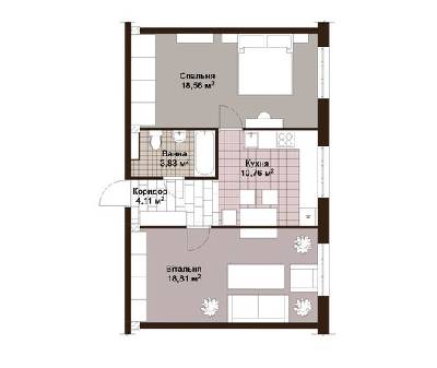 2-комнатная 56.07 м² в ЖК на ул. Черновола, 7 от застройщика, г. Новый Роздол