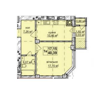 1-комнатная 40.39 м² в ЖК на ул. Щепова, 17 от застройщика, Львов