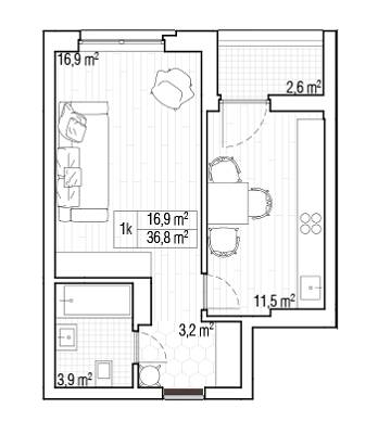 1-кімнатна 36.8 м² в ЖК San Francisco Creative House від 26 330 грн/м², Київ