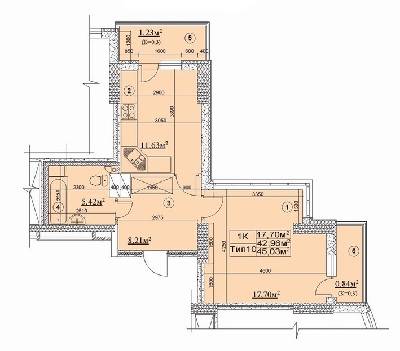 1-комнатная 51.99 м² в ЖК Новодарницкий от 22 300 грн/м², Киев